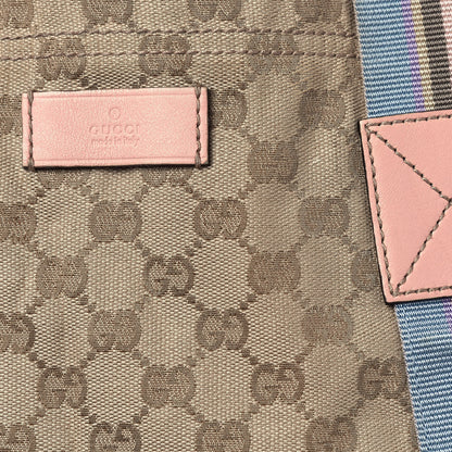 Gucci GG Monogram Medium Web Handle Vertical Tote Pink Blue 8 of 15