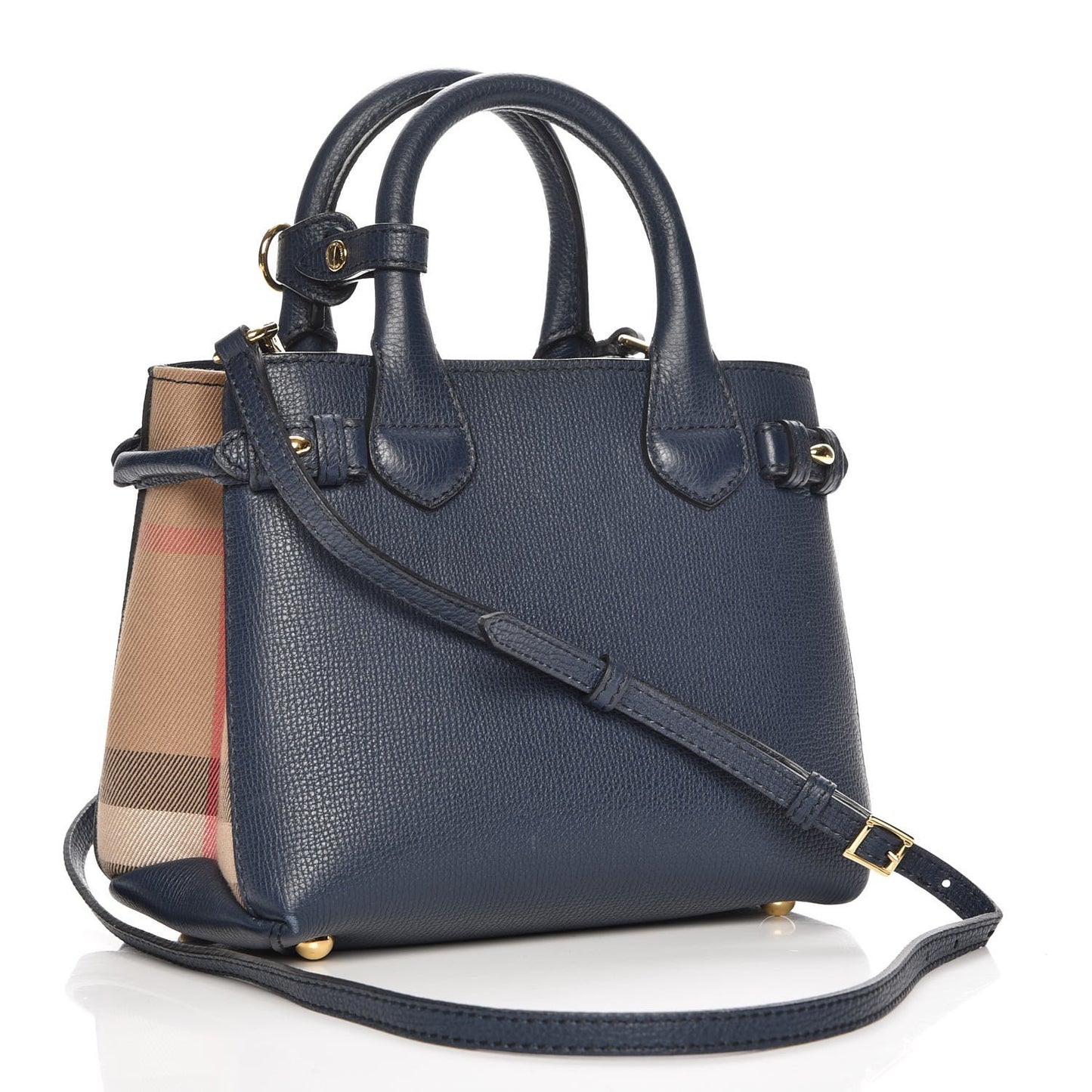 Grainy Calfskin House Check Baby Banner Tote Ink Blue