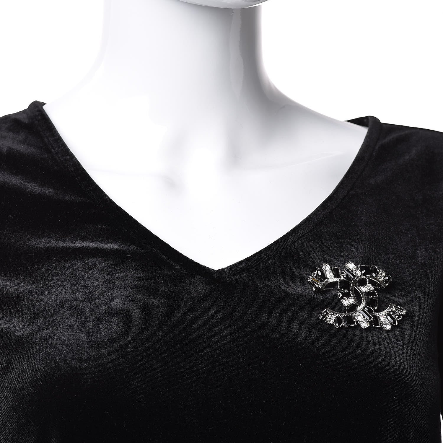 Chanel Baguette Crystal CC Brooch Silver Black 2 of 5