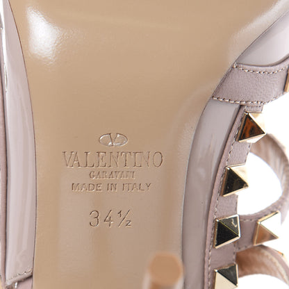 Valentino Garavani Patent Rockstud Ankle Strap Pumps 34.5 Poudre 6 of 8