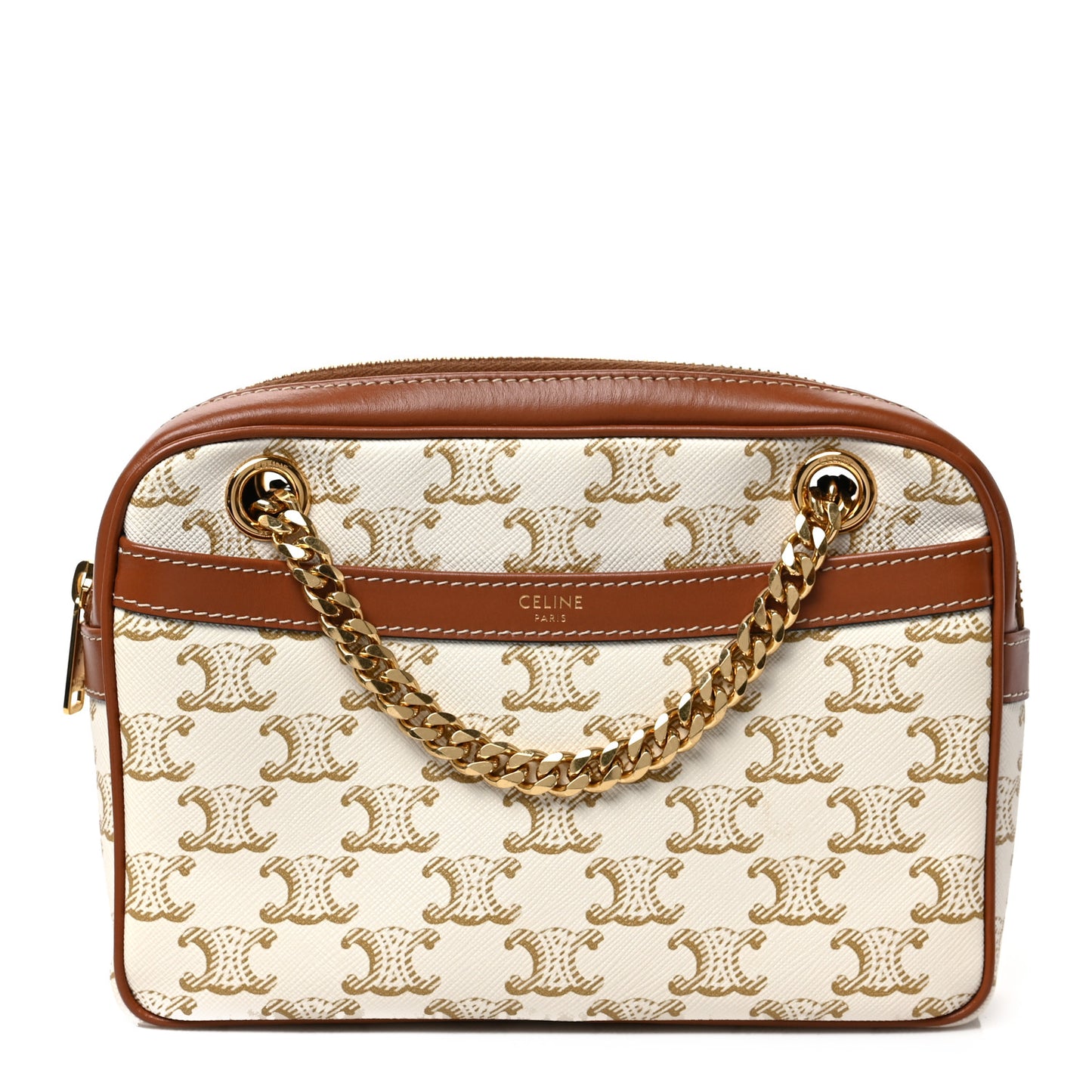 Calfskin Triomphe Canvas Small Patapans White