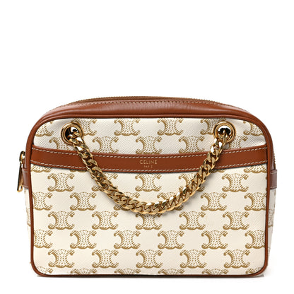 Celine Calfskin Triomphe Canvas Small Patapans White 1 of 8