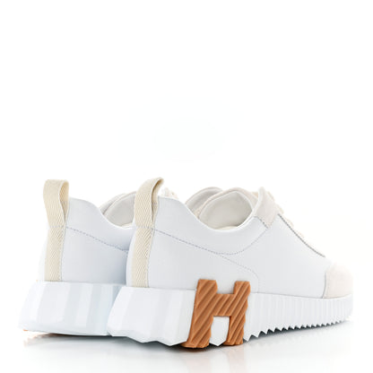 Hermes Calfskin Suede Goatskin Bouncing Sneakers 36 White 4 of 9