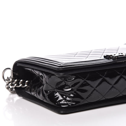 Chanel Patent Chevron Quilted New Medium Boy Flap Black 6 of 12