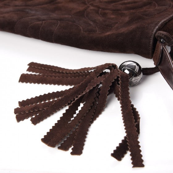 Suede CC Tassel Messenger Flap Bag Brown