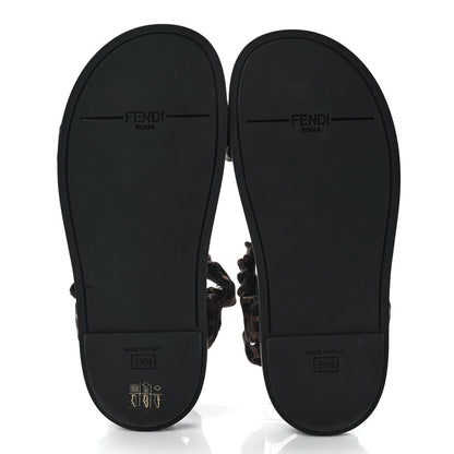 Fendi Satin FF Ruched Sandals 39.5 Tobacco Black 5 of 8