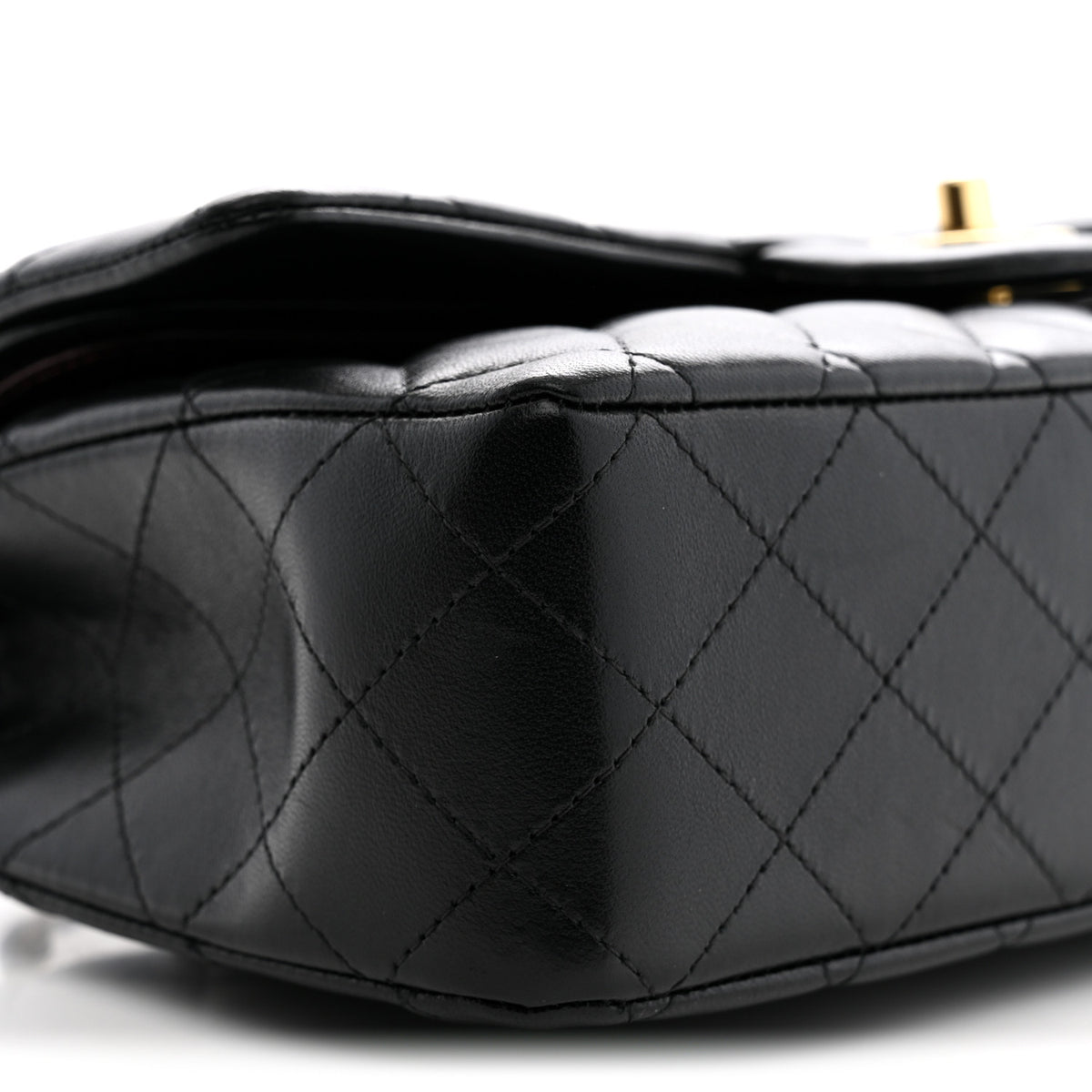 Lambskin Quilted Medium Double Flap Black