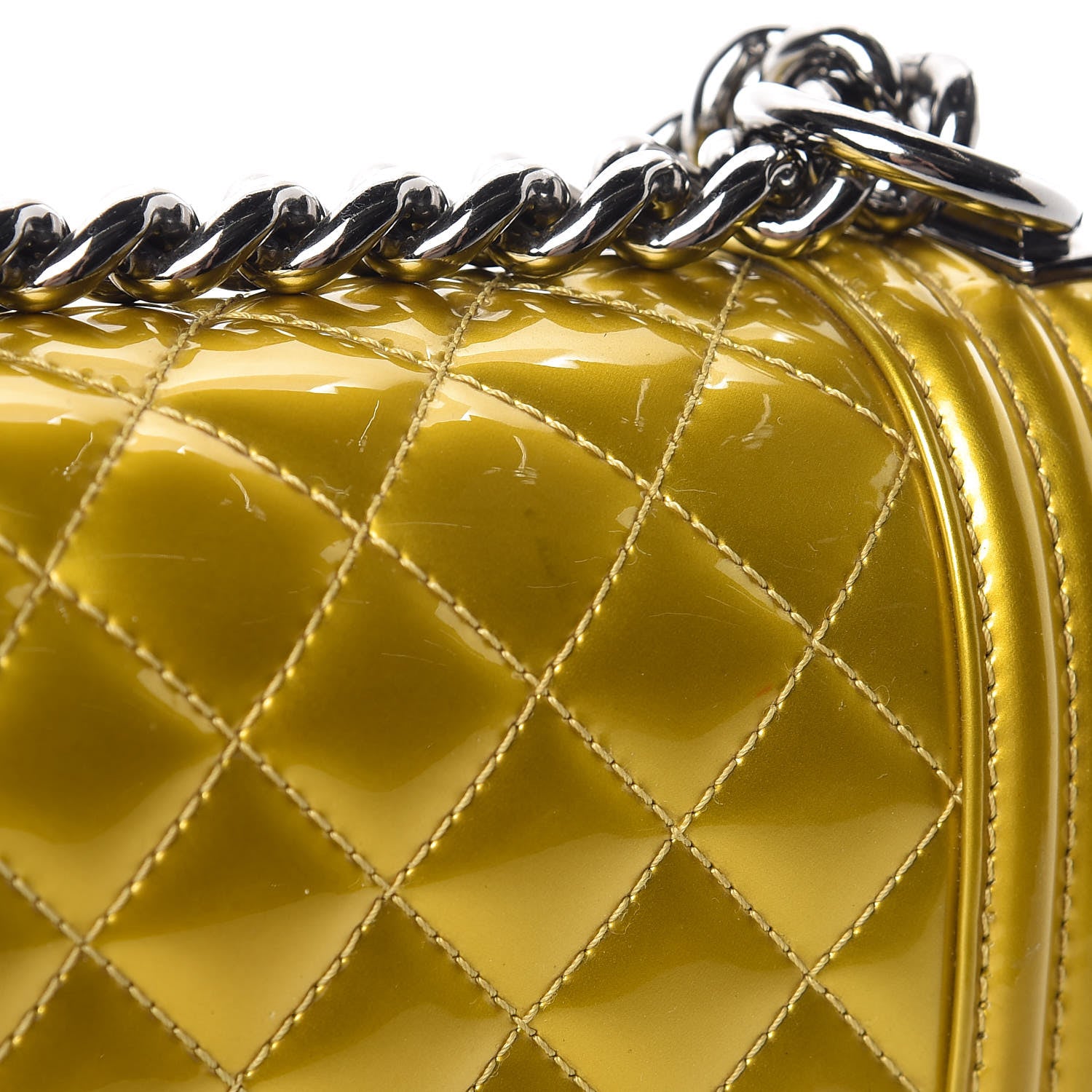 Chanel Metallic Patent Calfskin Quilted Medium Boy Flap Gold 21 of 22