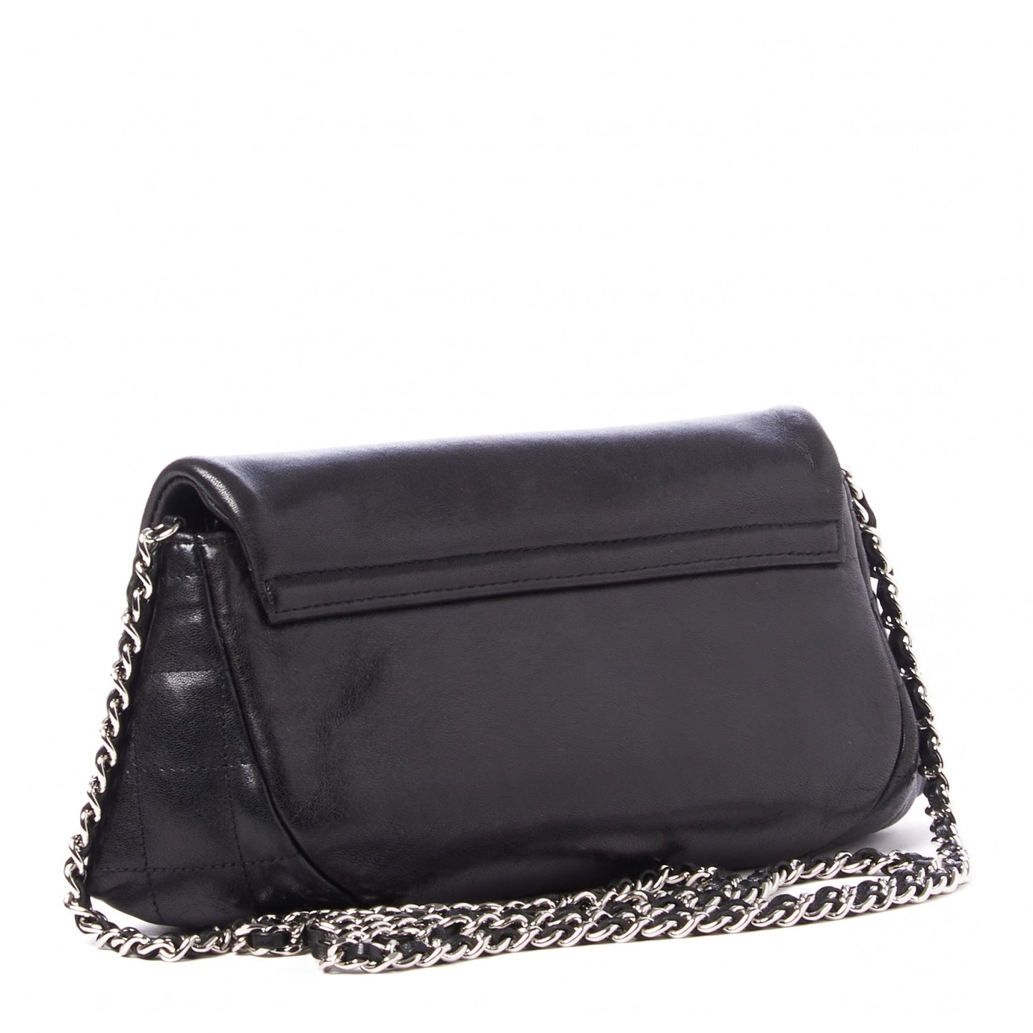 Lambskin Half Moon Wallet On Chain WOC Black