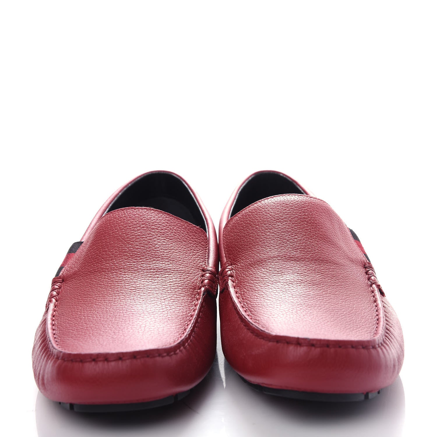 Gucci Calfskin Web Mens Driver Loafers 9 Red 5 of 11