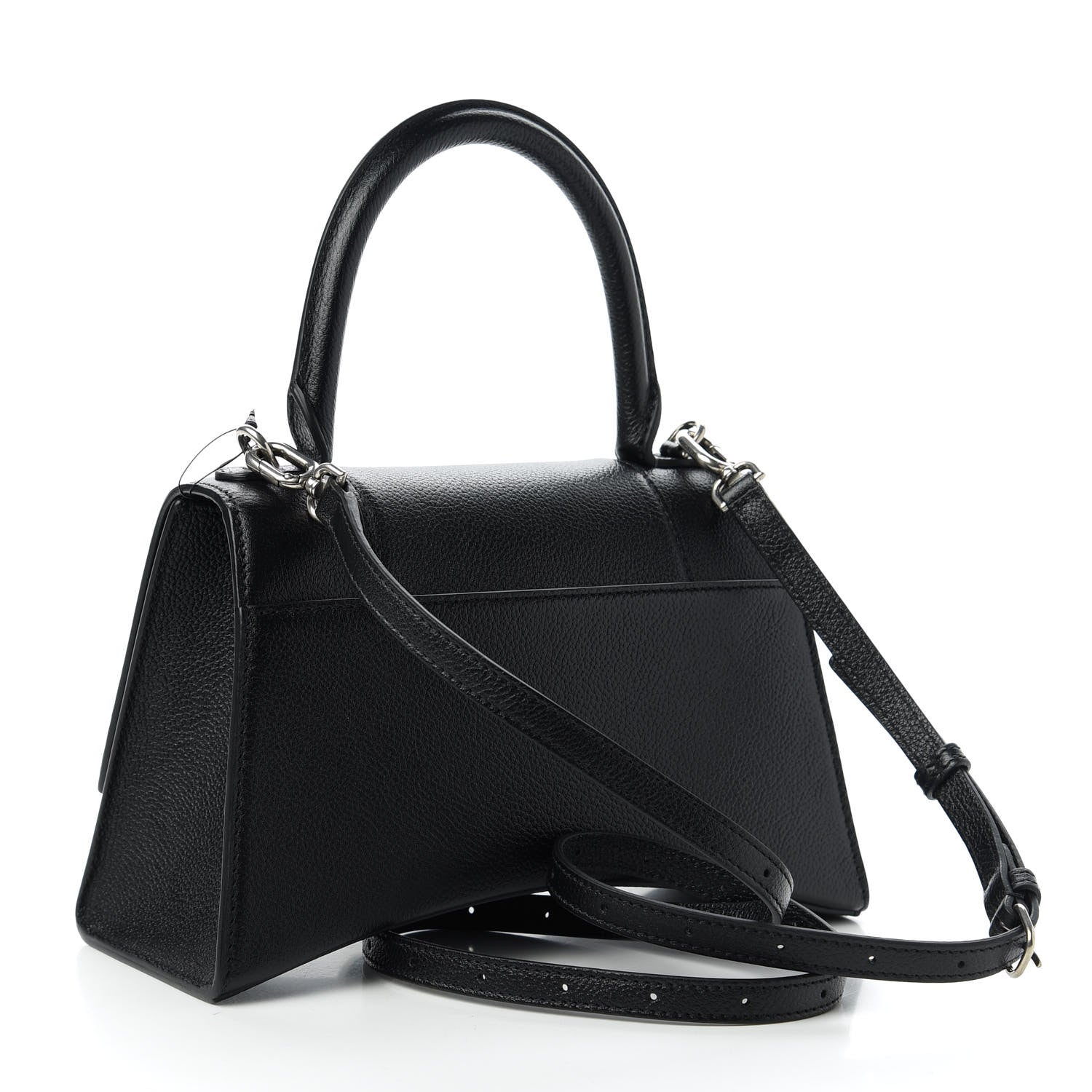 Balenciaga Grained Calfskin Small Hourglass Top Handle Bag Black 3 of 9