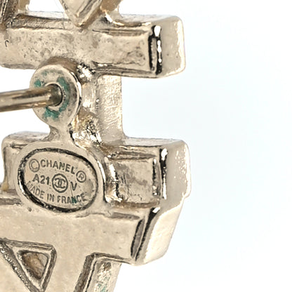 Chanel Crystal Cha-Nel Logo Earrings Gold 4 of 5