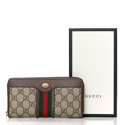 Gucci GG Supreme Monogram Web Ophidia Zip Around Wallet Brown 8 of 9