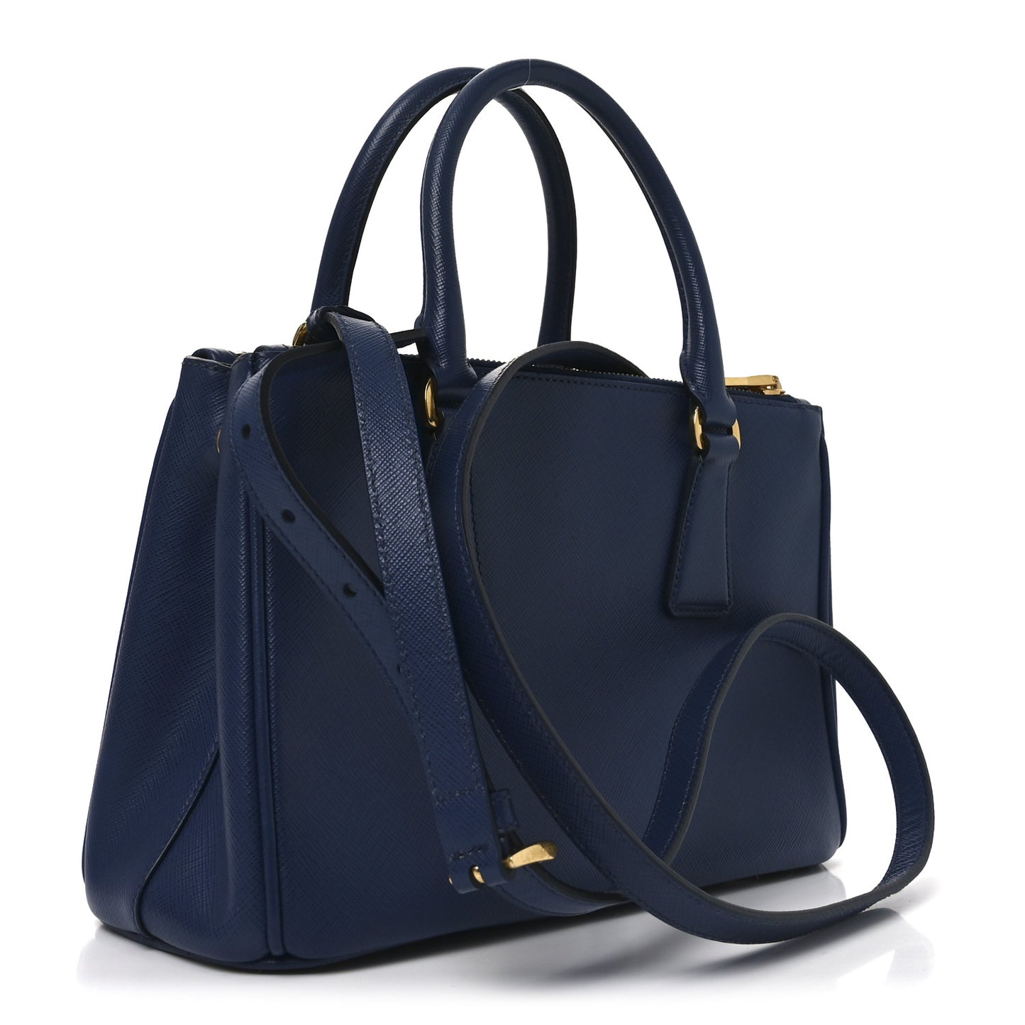 Saffiano Lux Mini Galleria Double Zip Tote Bluette