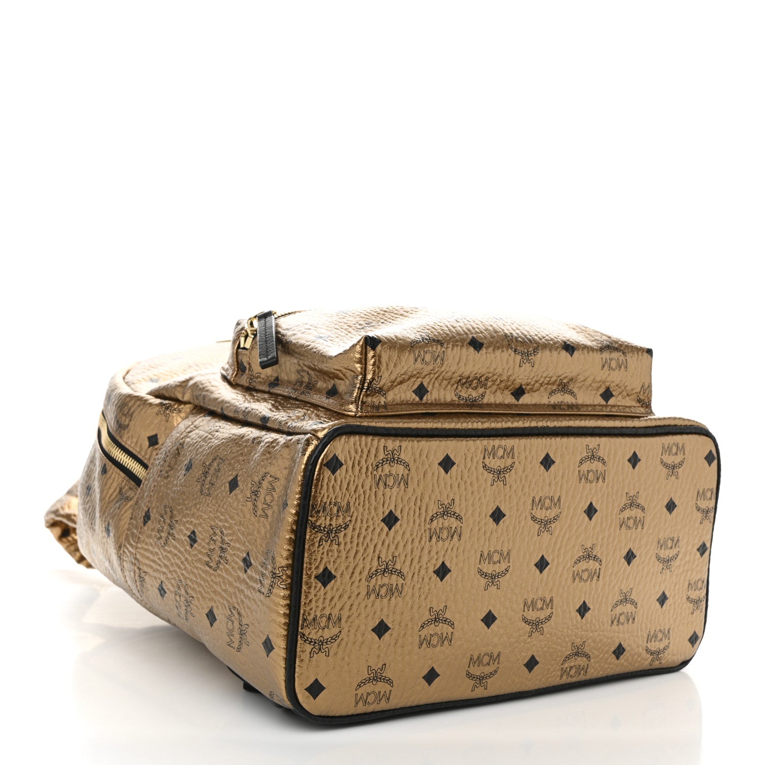 MCM Metallic Visetos Medium Stark Backpack Gold 4 of 8