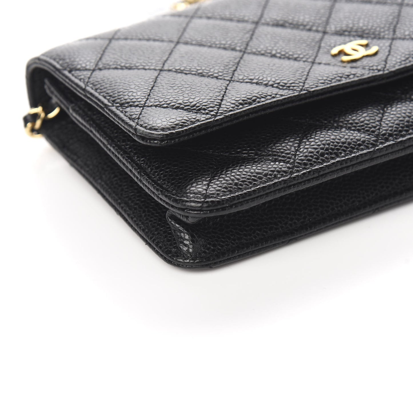Caviar Quilted Wallet On Chain WOC Black