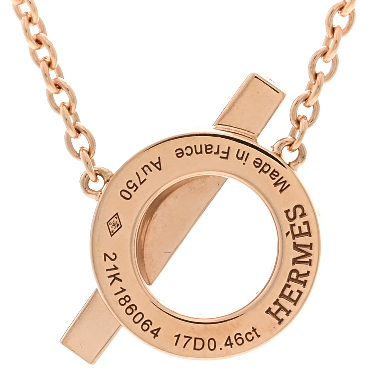 Hermes 18K Rose Gold Diamond Finesse Pendant Necklace 4 of 4