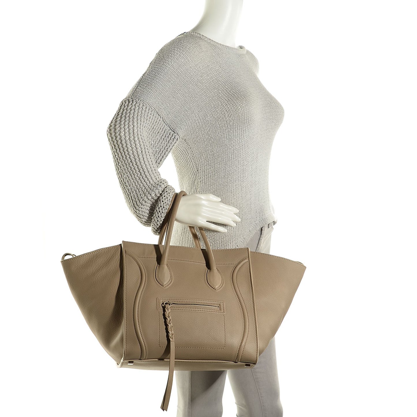 Supple Calfskin Medium Phantom Luggage Light Khaki