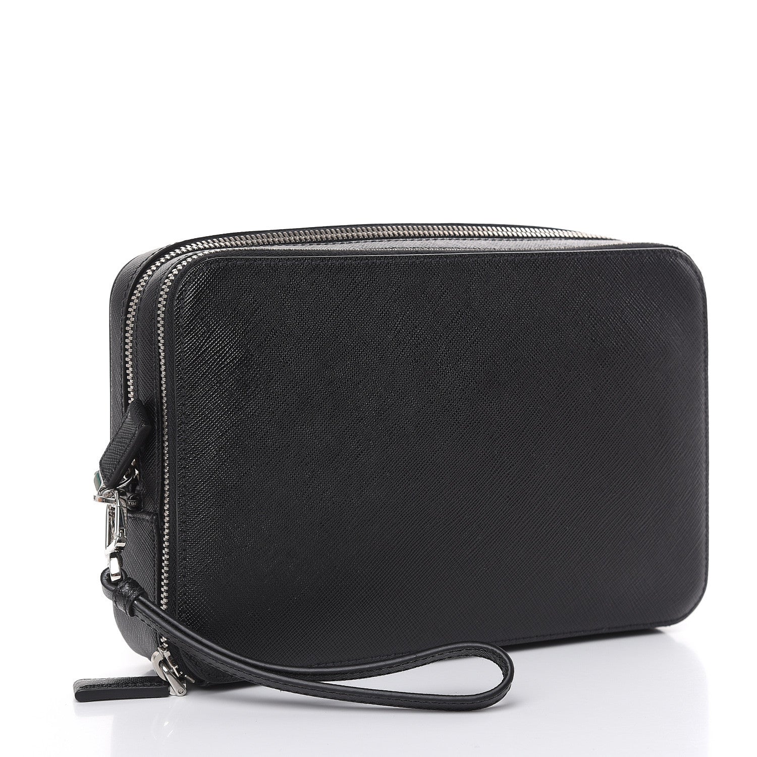 Prada Saffiano Travel Wristlet Bag Black 3 of 9