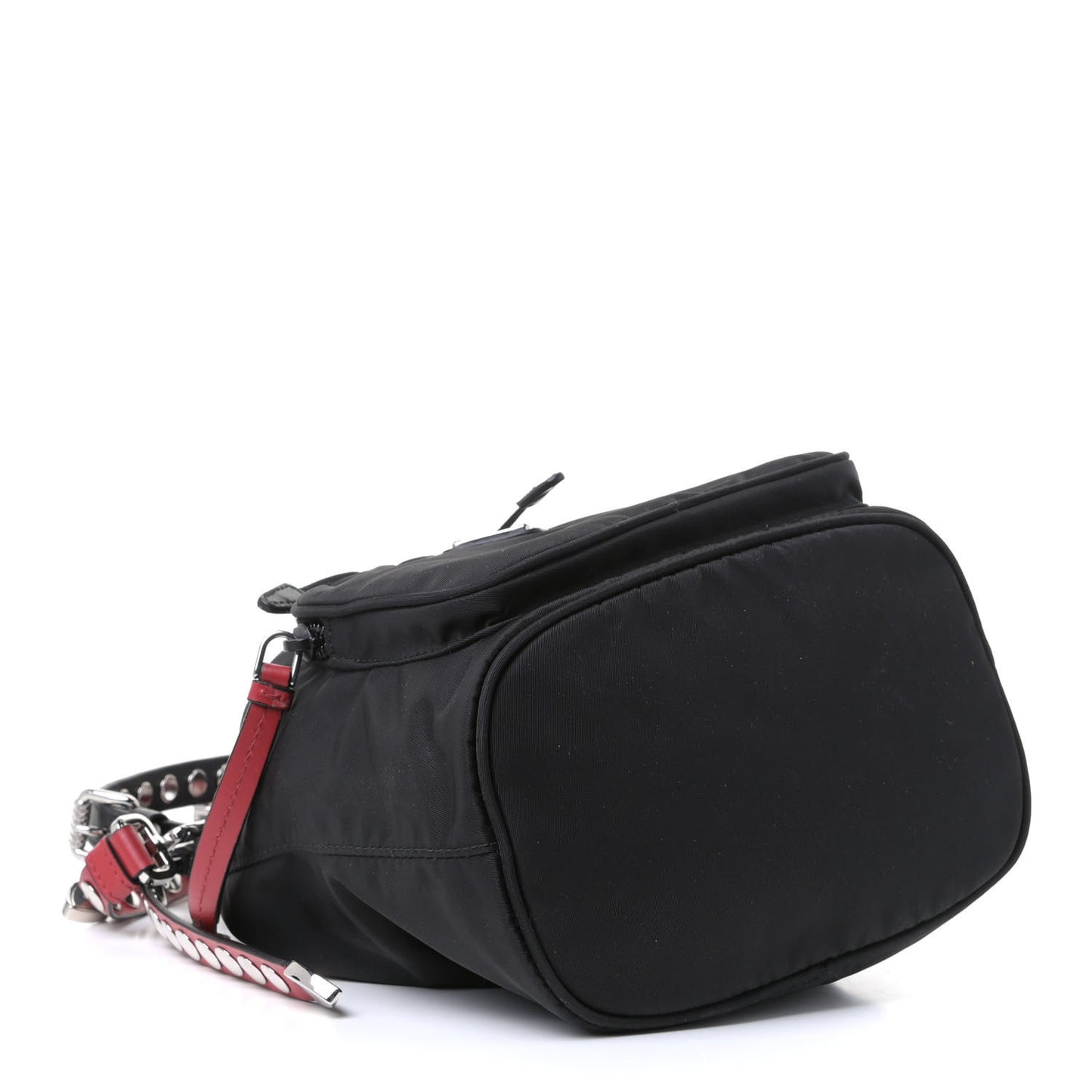 Tessuto Nylon Studded New Vela Mini Bucket Crossbody Bag Black Fuoco