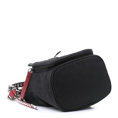 Prada Tessuto Nylon Studded New Vela Mini Bucket Crossbody Bag Black Fuoco 3 of 4