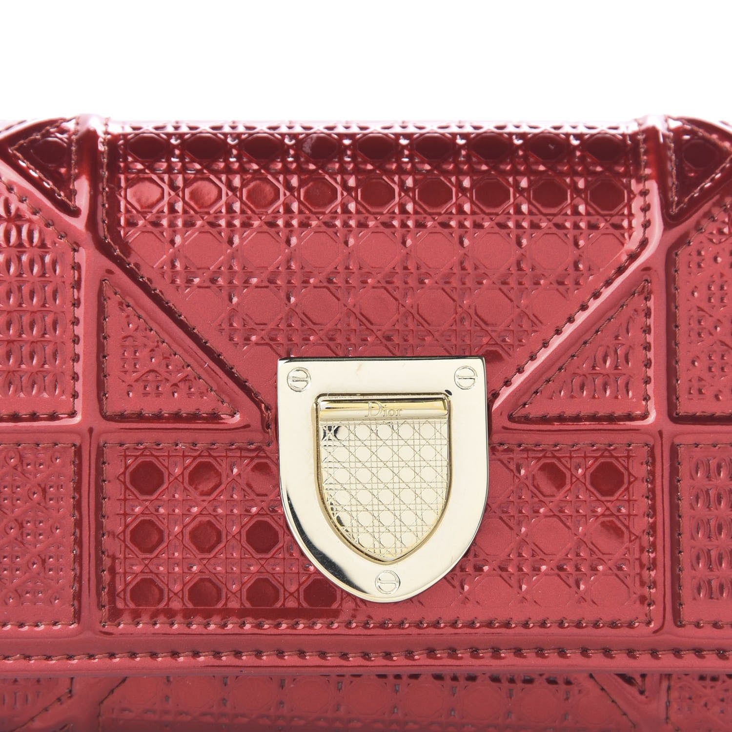Christian Dior Metallic Patent Micro-Cannage Diorama Elancee Wallet Metal Rusty 9 of 10