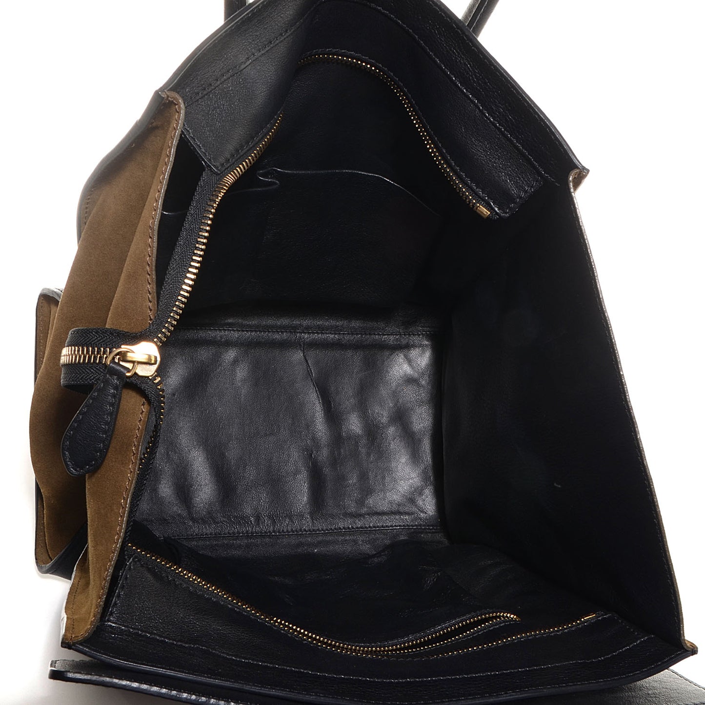 Smooth Calfskin Suede Mini Bi-Color Luggage Black Olive
