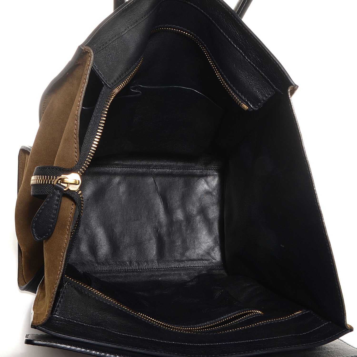 Celine Smooth Calfskin Suede Mini Bi-Color Luggage Black Olive 6 of 10