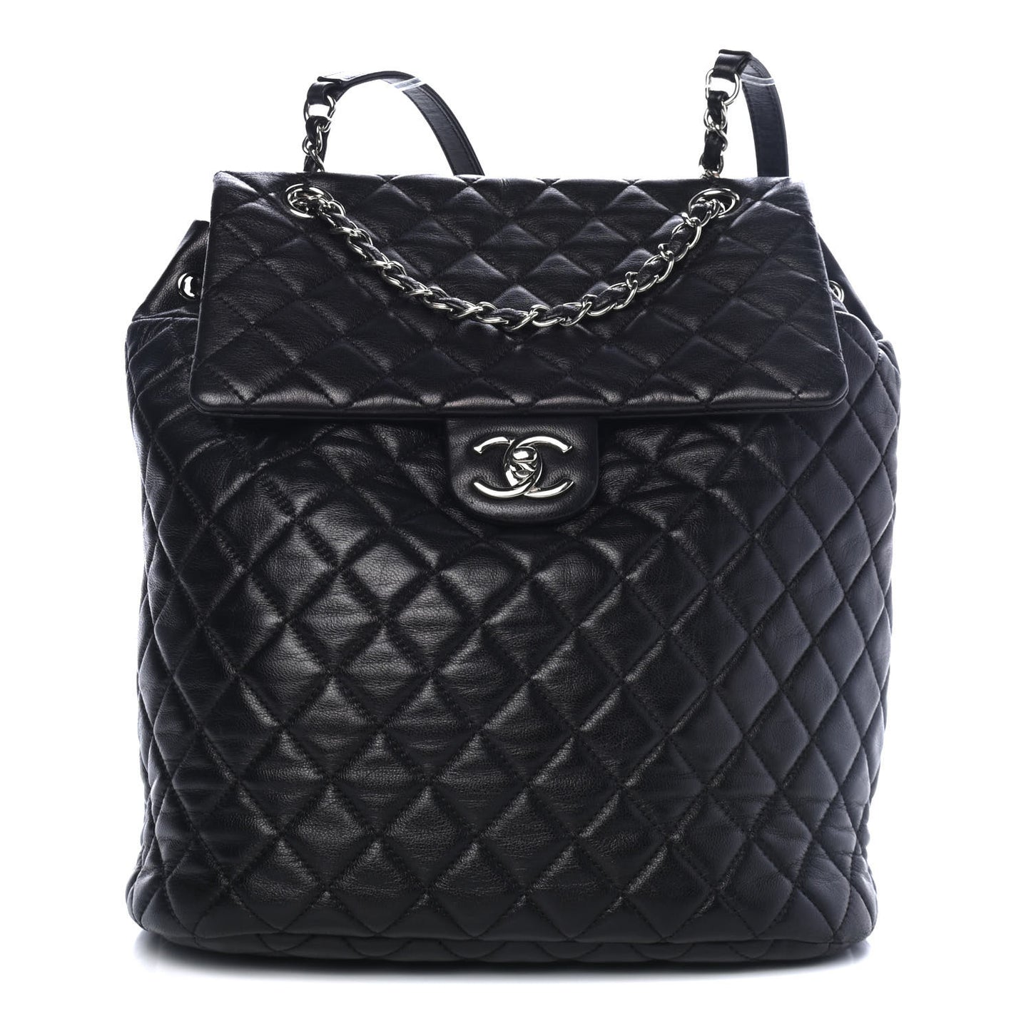 Calfskin Quilted Large Urban Spirit Backpack Black