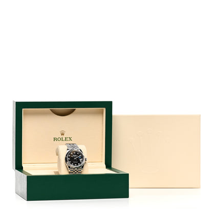 Rolex Stainless Steel 18K White Gold Diamond 36mm Oyster Perpetual Datejust Watch Black 126234 5 of 5