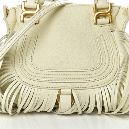 Chloe Shiny Small Grain Calfskin Mini Marcie Multi Fringe Satchel Natural White 12 of 12