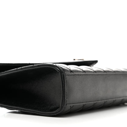 Saint Laurent Grain De Poudre Textured Mixed Matelasse Triquilt Medium Monogram Satchel Black 10 of 14