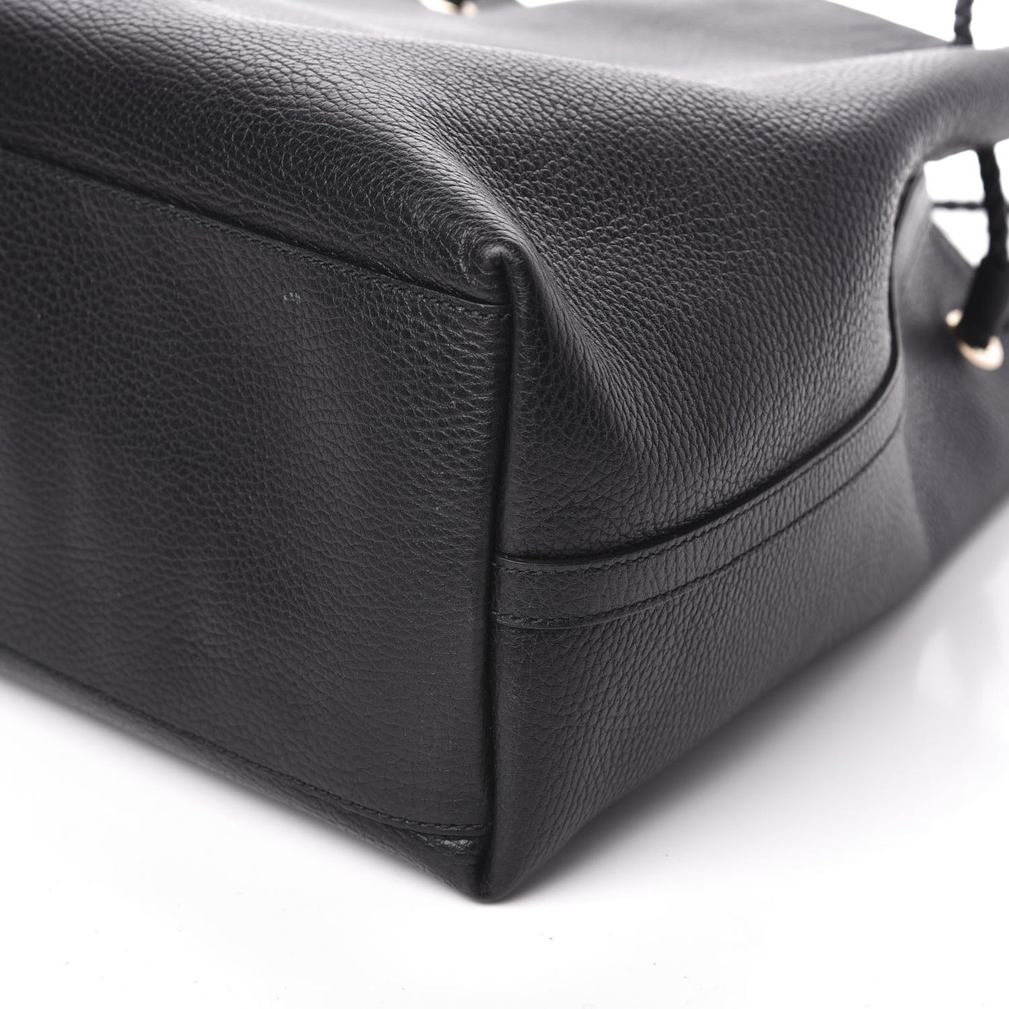 Calfskin Large Gifford Braided Handle Tote Black