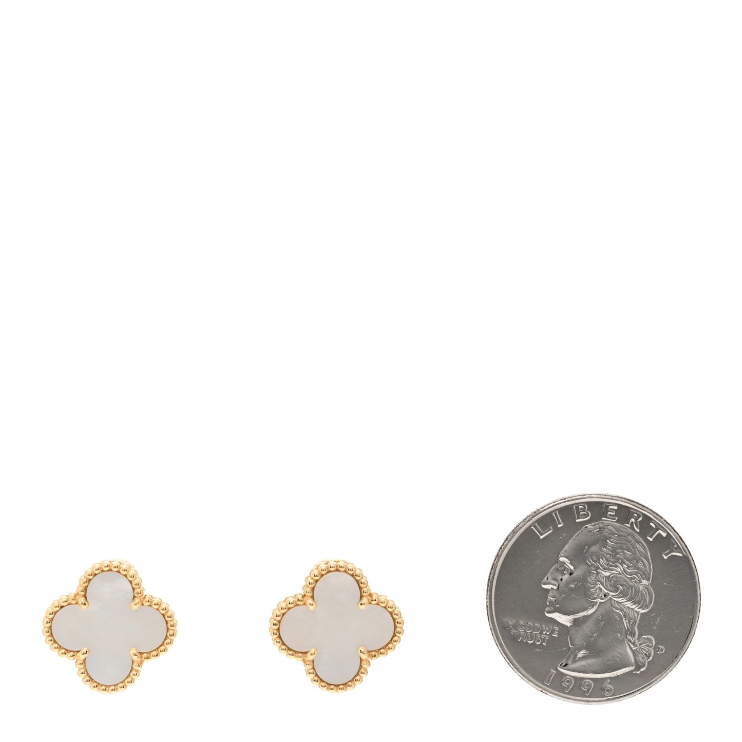 18K Yellow Gold Mother of Pearl Vintage Alhambra Earrings