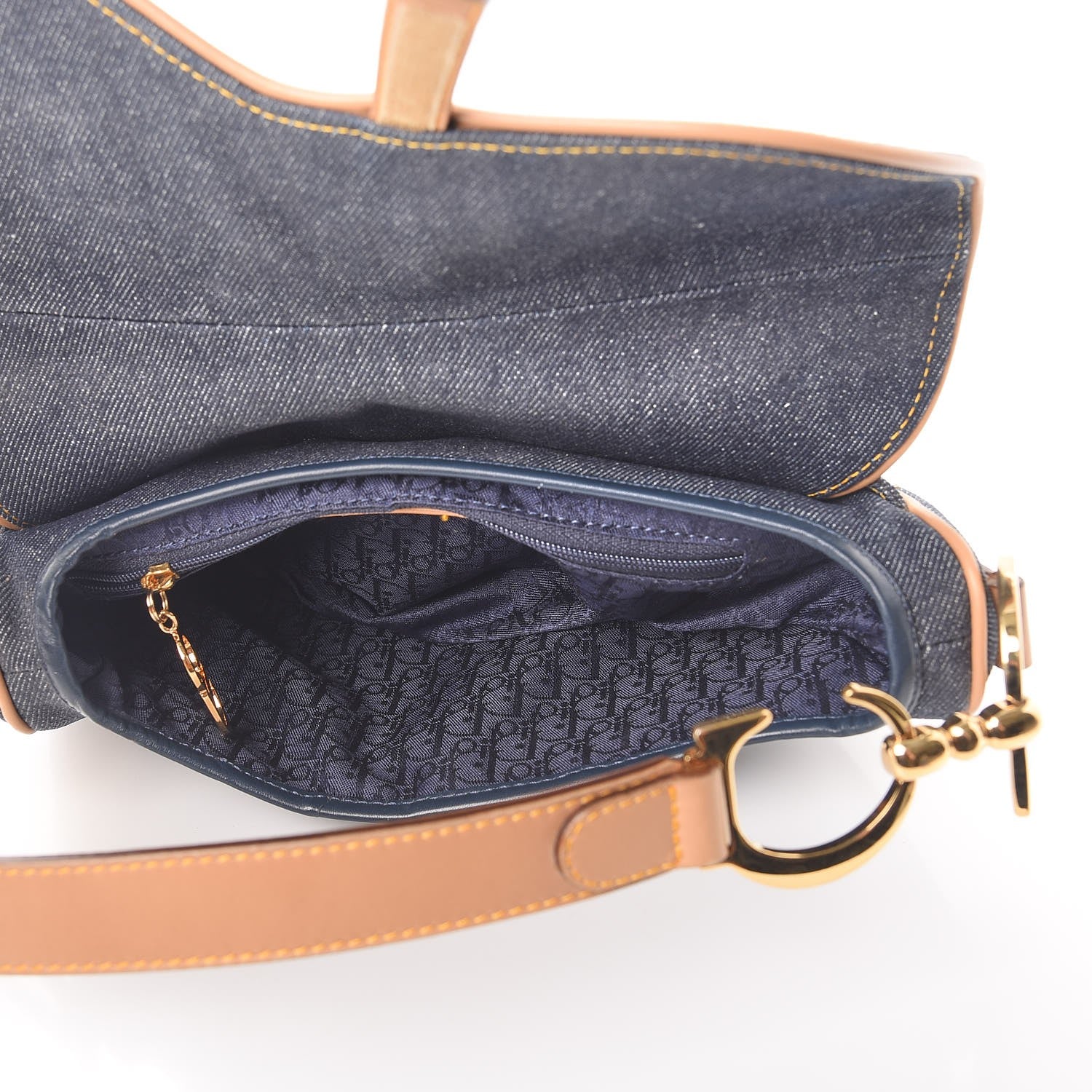 Christian Dior Denim Calfskin Saddle Bag Blue 5 of 9