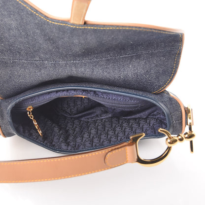Christian Dior Denim Calfskin Saddle Bag Blue 5 of 9
