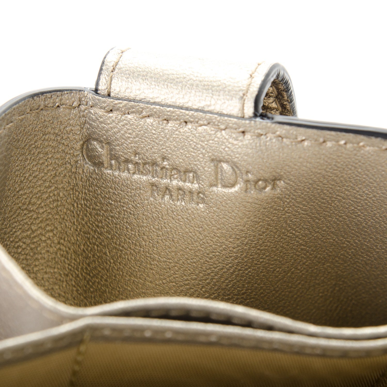 Christian Dior Metallic Grained Calfskin Cannage Lady Dior 5-Gusset Card Holder Gold 6 of 7