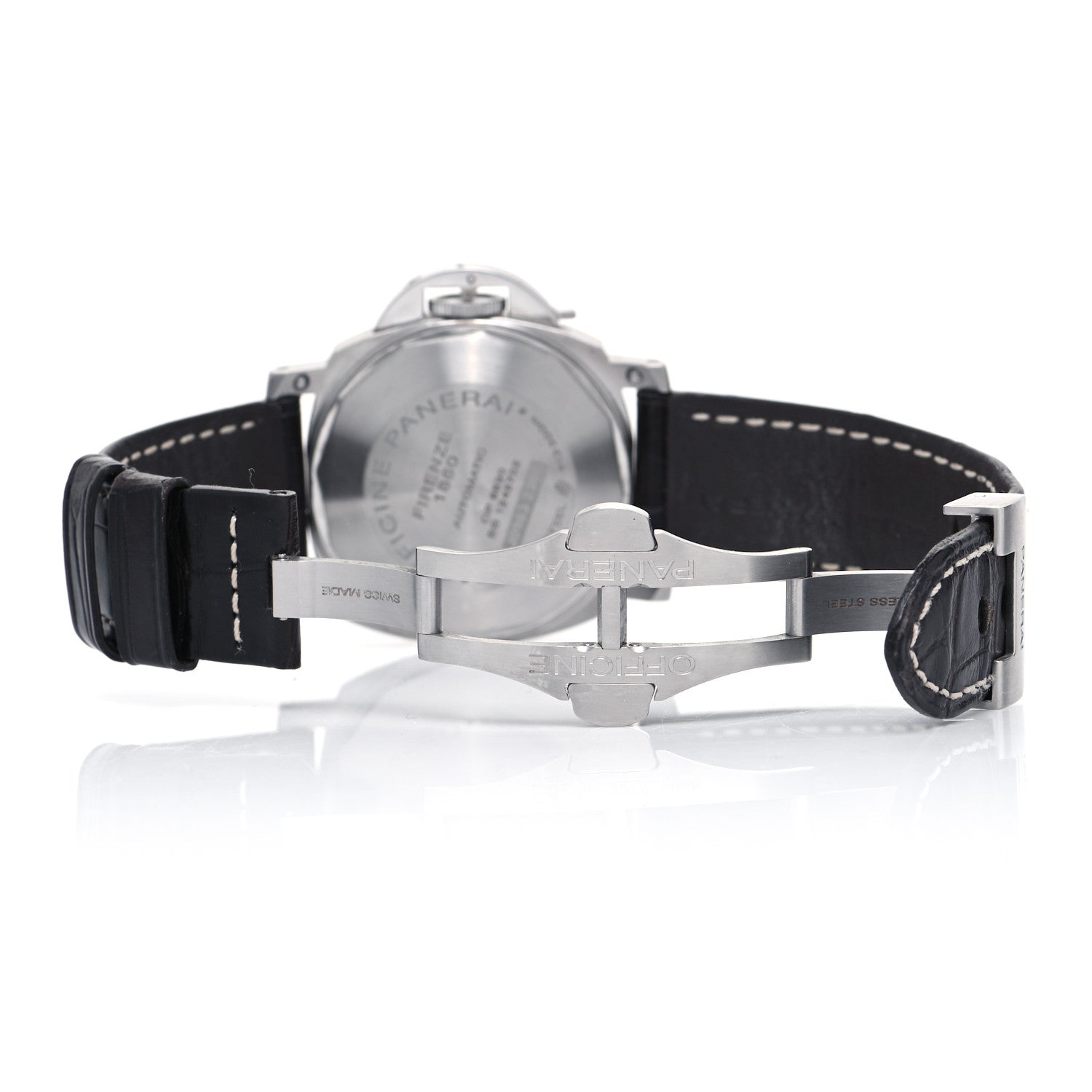 Panerai Stainless Steel Alligator 44mm Luminor Marina Automatic Watch Black PAM01104 8 of 8
