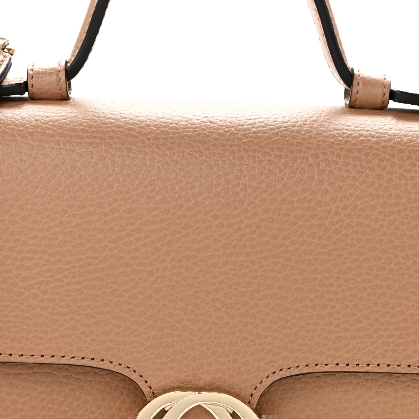 Dollar Calfskin Interlocking G Top Handle Shoulder Bag Camelia