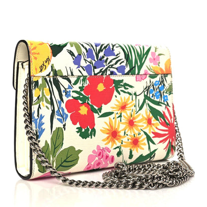 Gucci X KEN SCOTT New Shangai Calfskin Jardin D'Avril Floral Print Mini Dionysus Chain Wallet Ivory Pink 5 of 10