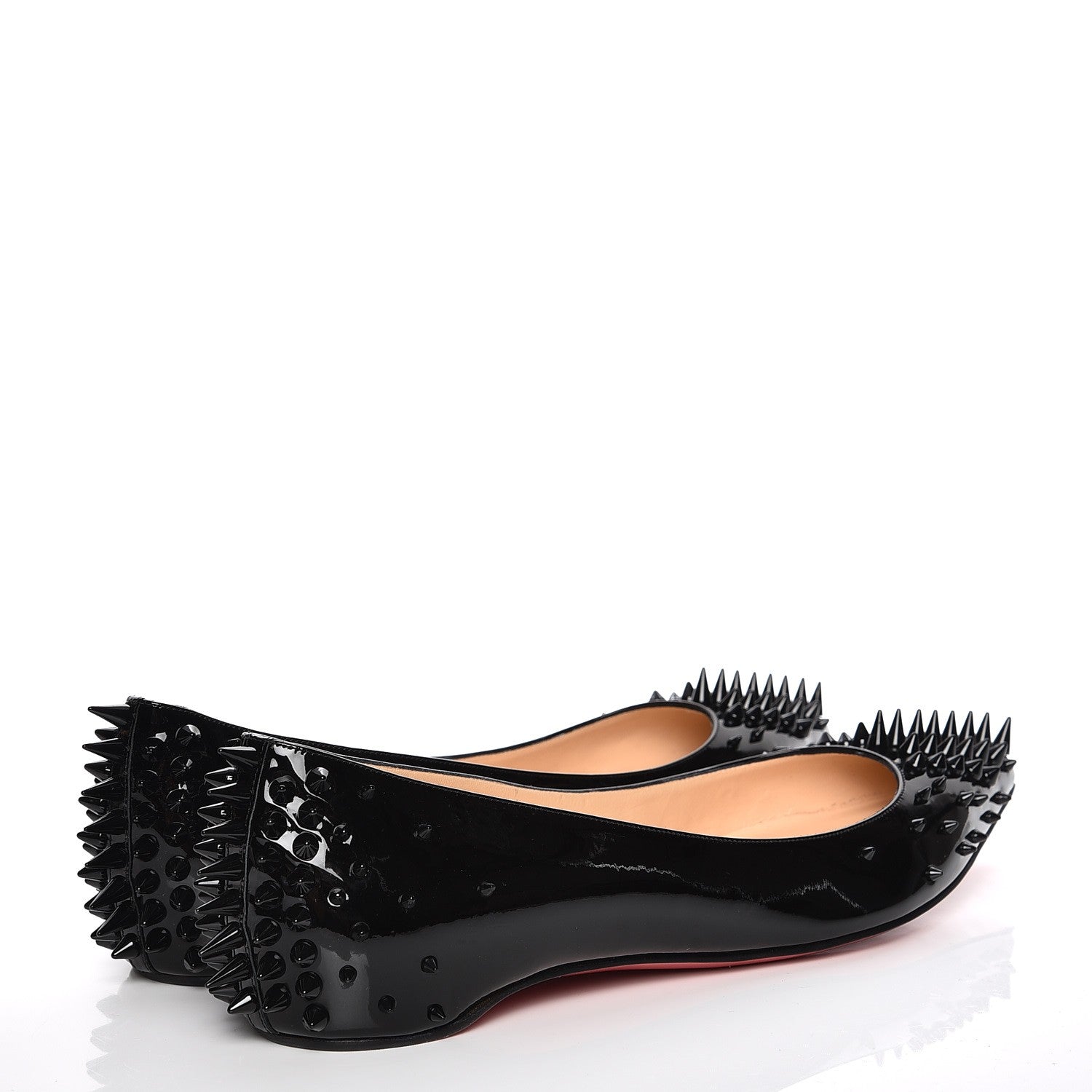 Christian Louboutin Patent Goldoflat Spikes Flats 40.5 Black 4 of 7