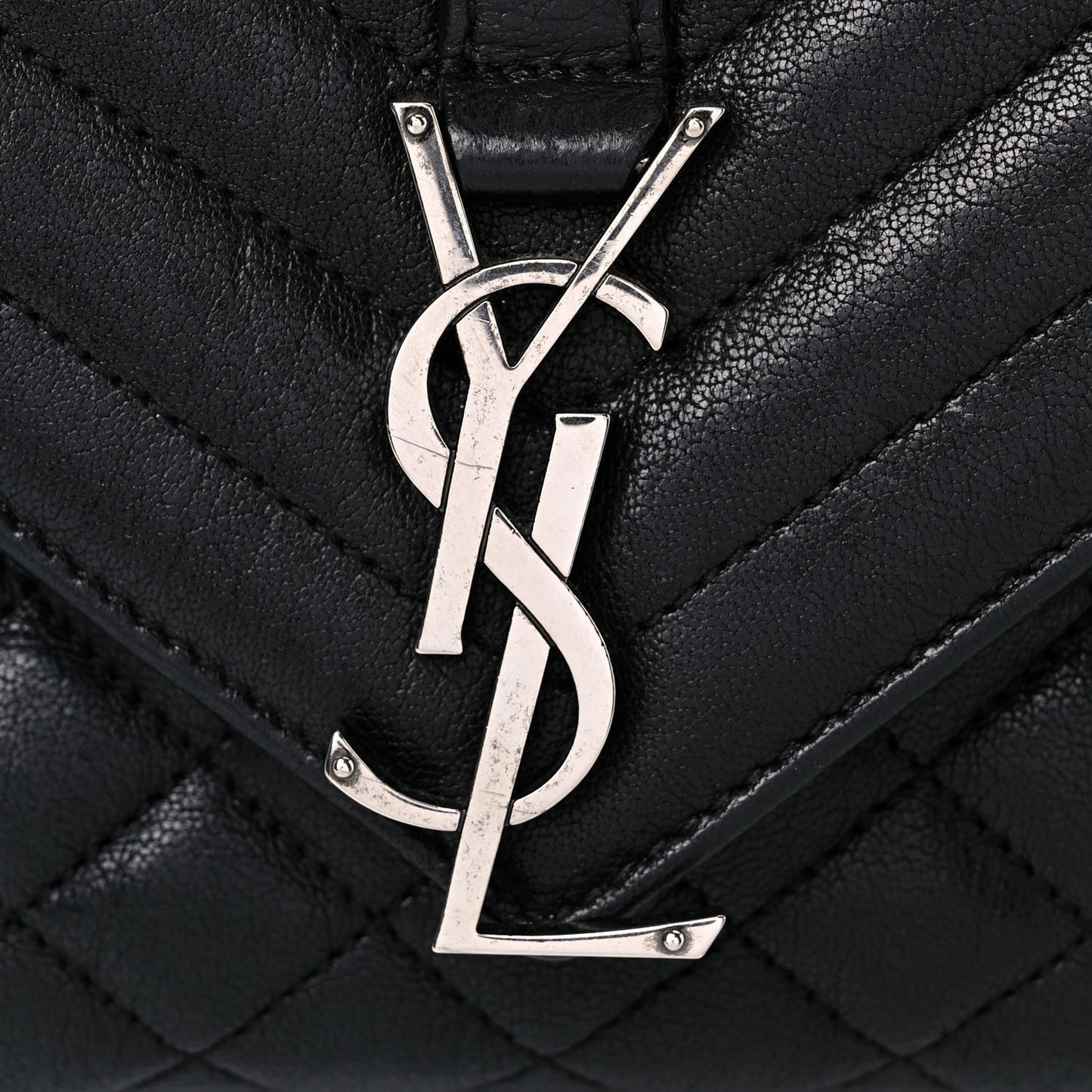 Sheepskin Tri-Quilt Monogram Medium College Bag Black