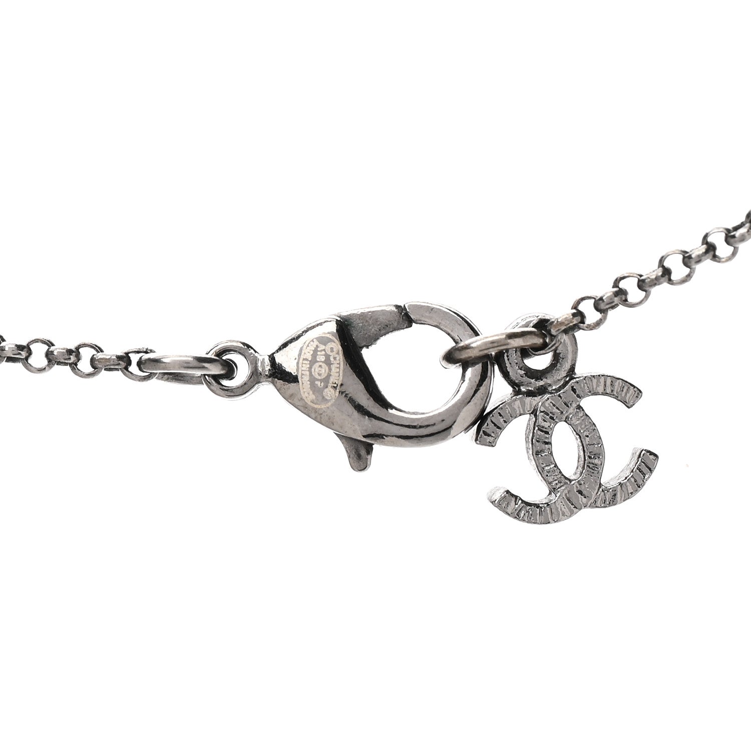 Chanel Baguette Crystal Large CC Necklace Silver 3 of 3