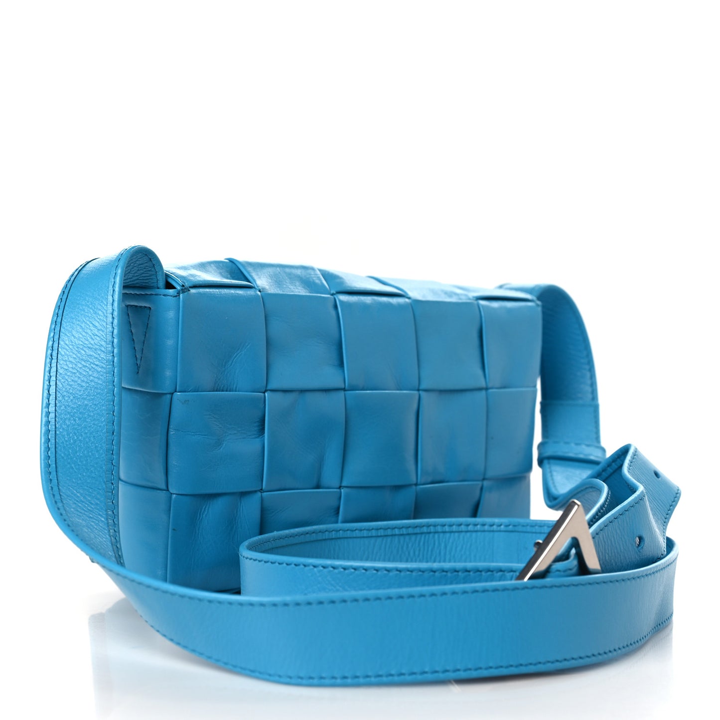 Paper Calfskin Maxi Intreccio Cassette Crossbody Bag Pool