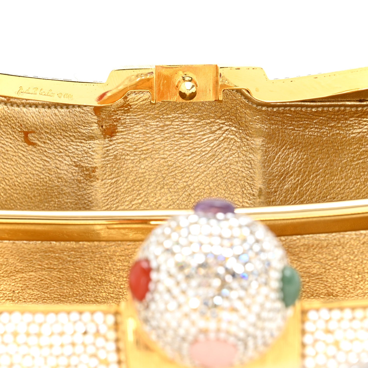 Judith Leiber Crystal Bow Minaudiere Clutch Gold 8 of 13
