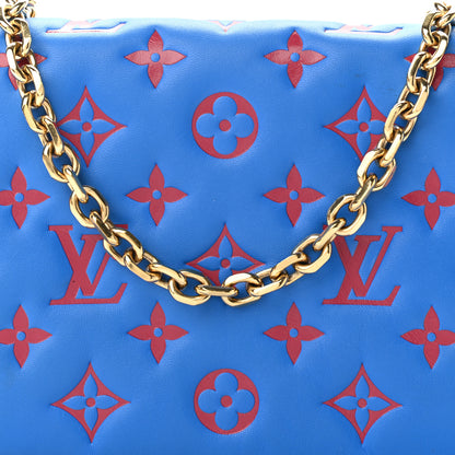 Louis Vuitton Lambskin Embossed Monogram Vuittamins Pochette Coussin Blue Red 7 of 10