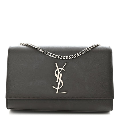 Saint Laurent Grain De Poudre Medium Classic Monogram Kate Satchel Earth Grey 1 of 11