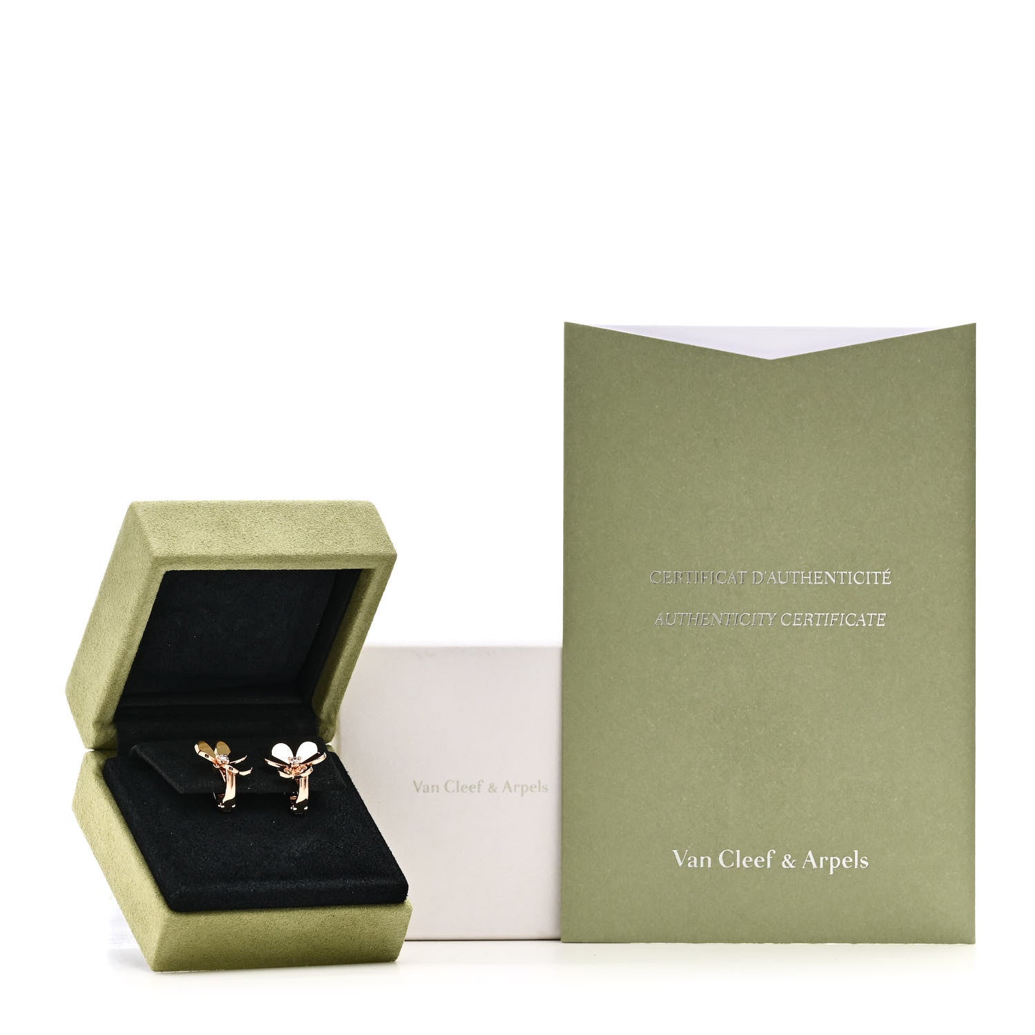 Van Cleef & Arpels 18K Rose Gold Diamond Small Frivole Earrings 6 of 6