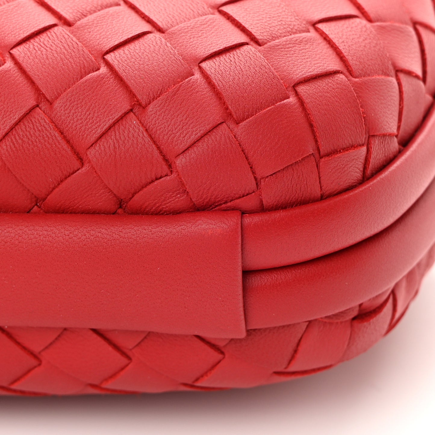Nappa Intrecciato Chain Knot Clutch China Red