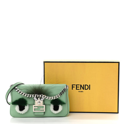 Fendi Nappa Rabbit Fox Fur Micro Buggie Baguette Verde Acqua 11 of 12
